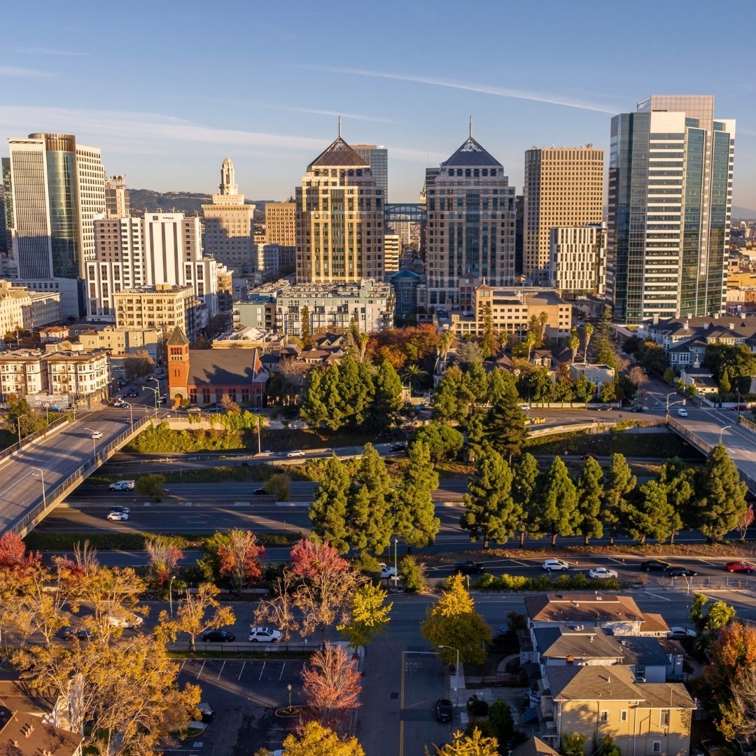Oakland, California skyline and Lake Merritt — J&W Mobile Detailing's home base